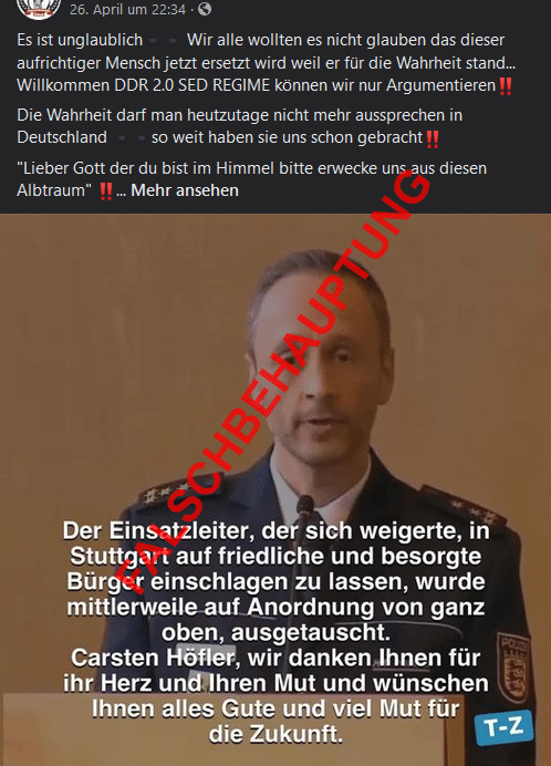 Die Behauptung über den Stuttgarter Polizeidirektor
