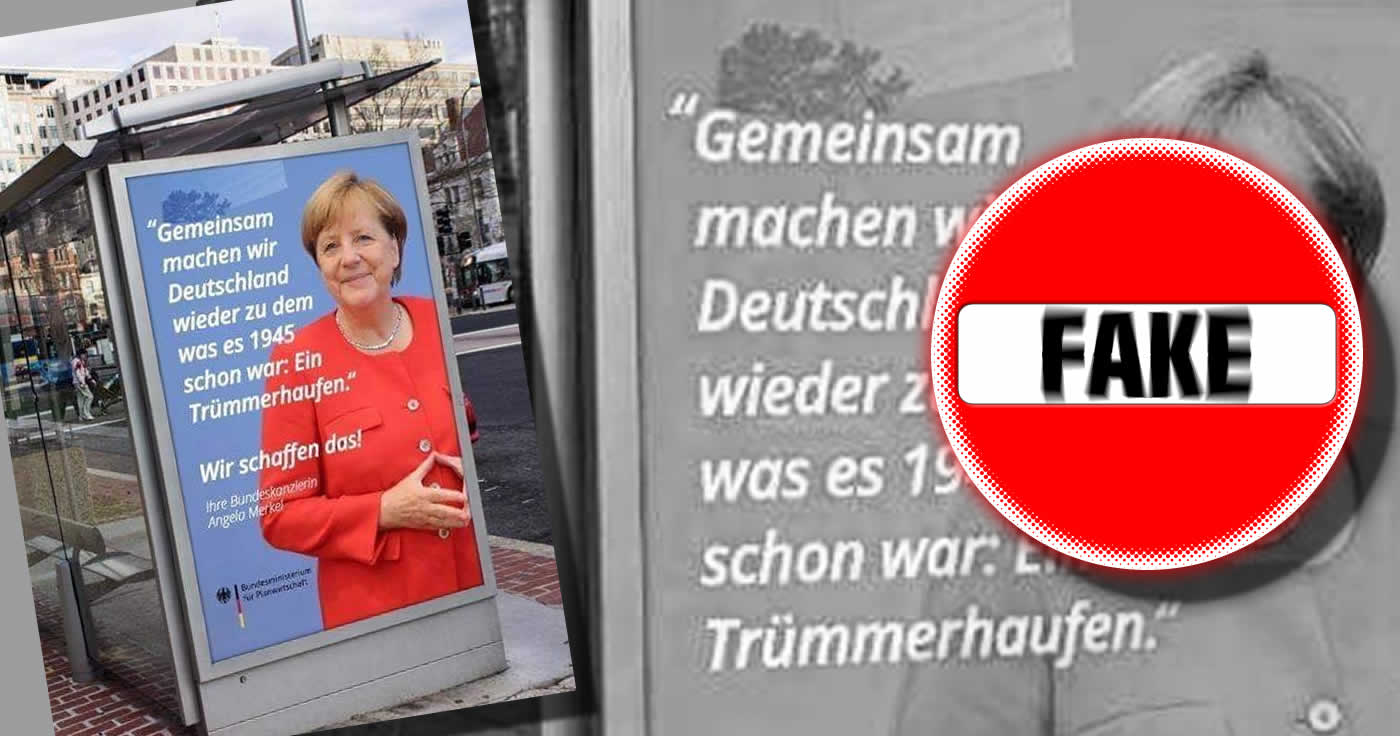 "Machen Deutschland zum Trümmerhaufen" - Ein scheinbares Merkel-Plakat in... Washington??