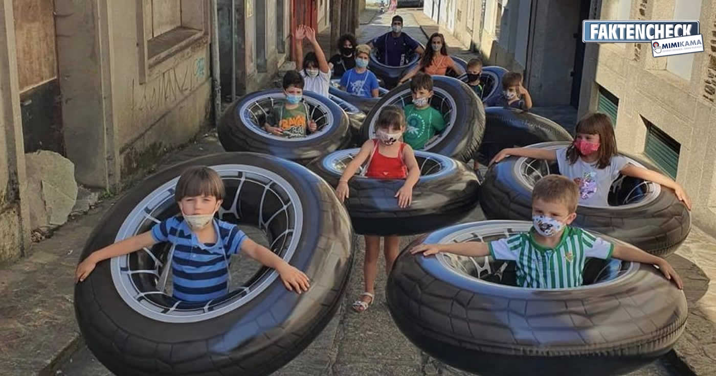Werden Kinder gezwungen, Reifen als Sicherheitsabstand zu tragen? (Faktencheck)