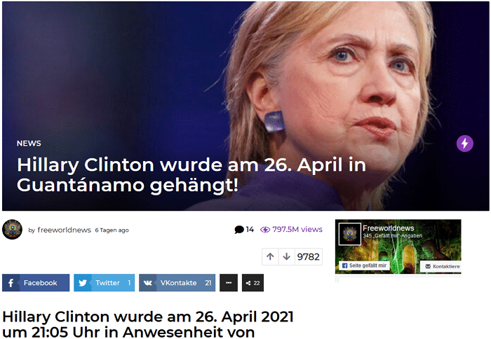Die Schlagzeile: Hillary Clinton wurde gehängt