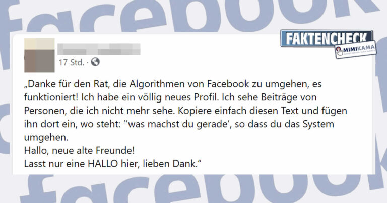 Faktencheck: „Danke für den Rat, die Algorithmen von Facebook zu umgehen, es funktioniert!“