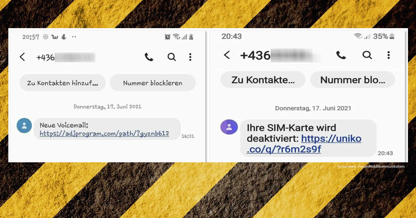Neue Fake-SMS "Voice-Mail" und "SIM-Karte deaktiviert" im Umlauf