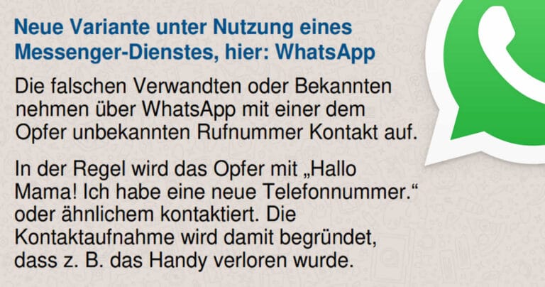 Präventionstipps für neue Variante des Enkeltricks via WhatsApp