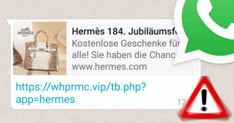 WhatsApp-Warnung: „Hermès 184. Jubiläumsfeier“