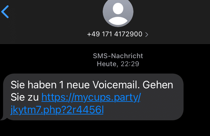 Screenshot SMS "Voicemail"