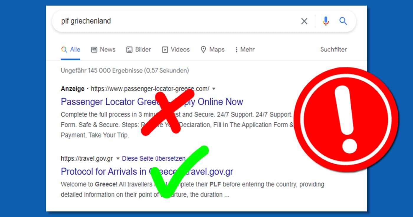 Falsches "Passenger Locator Form" bei der Einreise nach Griechenland