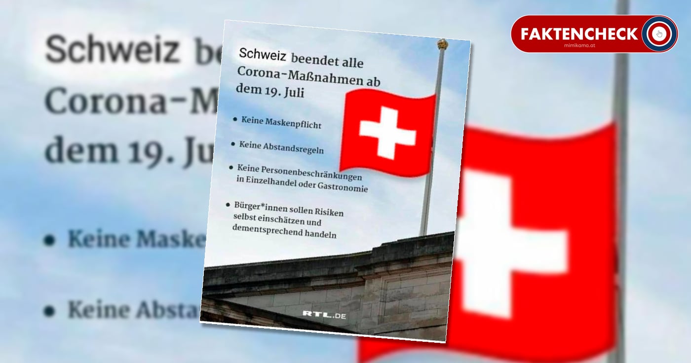 Nein, die Schweiz beendet Corona-Maßnahmen nicht am 19. Juli