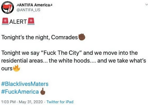 Ein Tweet der falschen Antifa