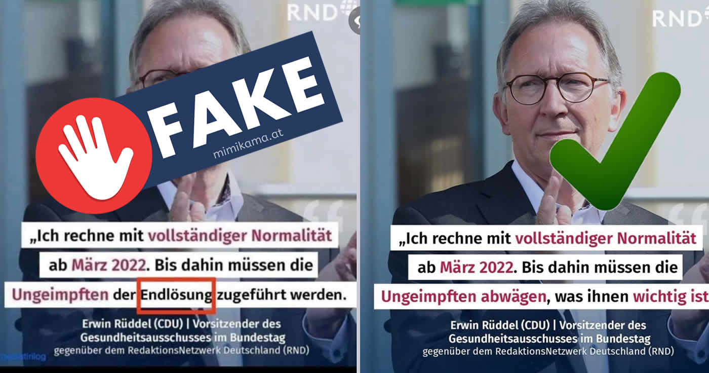 Nein! CDU Politiker Erwin Rüddel fordert keine „Endlösung für Nichtgeimpfte“