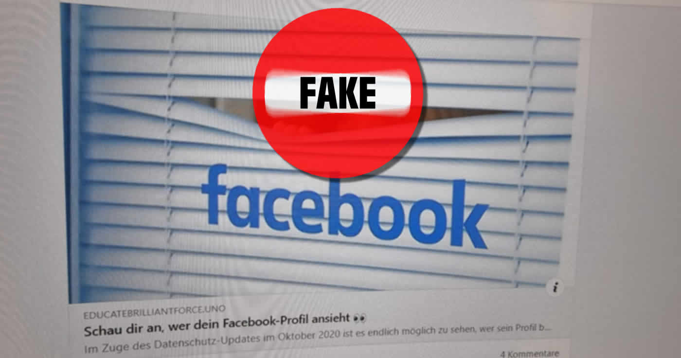Bei dem Facebook-Statusbeitrag mit: „Schau dir an, wer dein Facebook-Profil ansieht“ handelt es sich um einen Phishing-Versuch