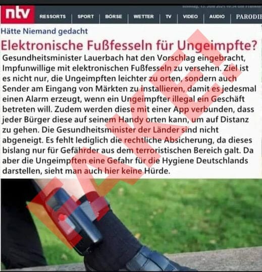 Elektronische Fußfesseln für Ungeimpfte ist ein Fake!