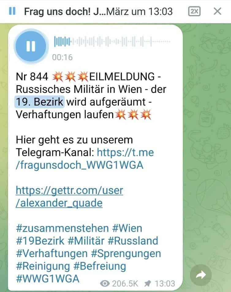 Telegram-Post mit Falschinfo zum russischen Einmarsch in Wien

Nein! "Der Russe" ist nicht in Wien einmarschiert.