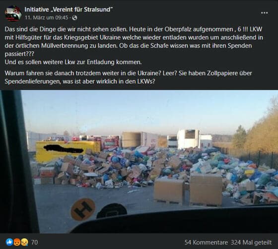 Screenshot Facebook "Hilfsgüter für die Ukraine!