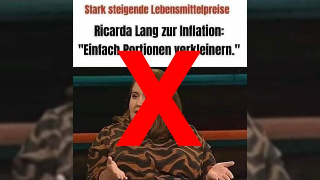 Ricarda Lang-Zitat zu kleineren Portionen wg Inflation ist Fake