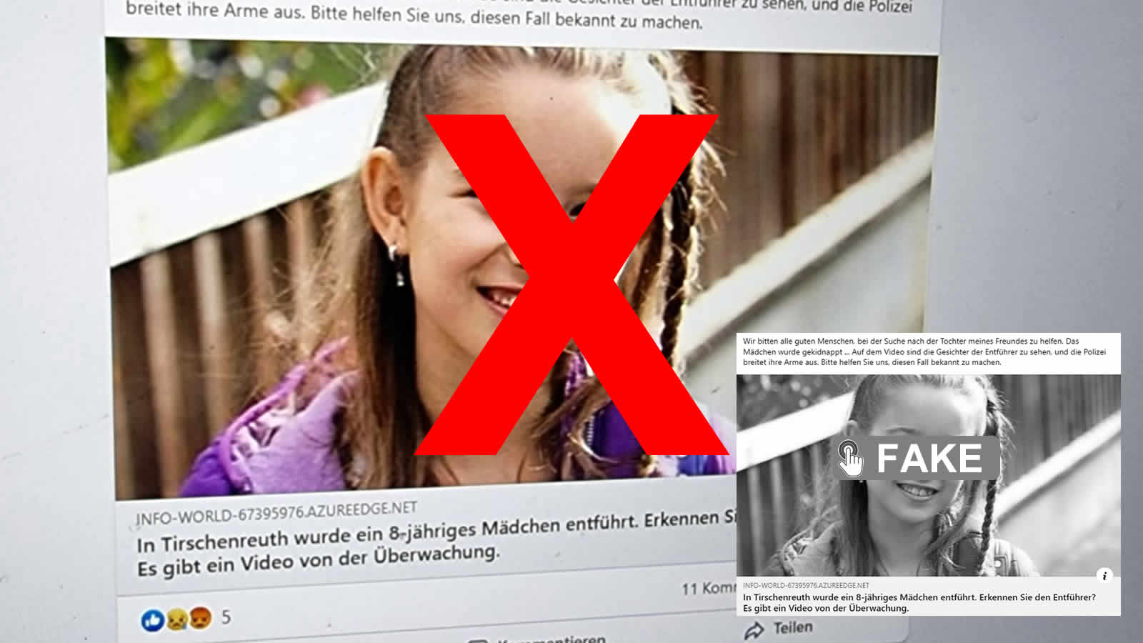 Vorsicht: Facebook-Phishing mit Falschmeldung über ein entführtes Kind!