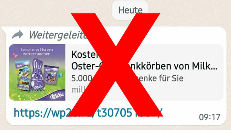 WhatsApp-Warnung vor: „Kostenlose Oster-Geschenkkörbe von Milka“