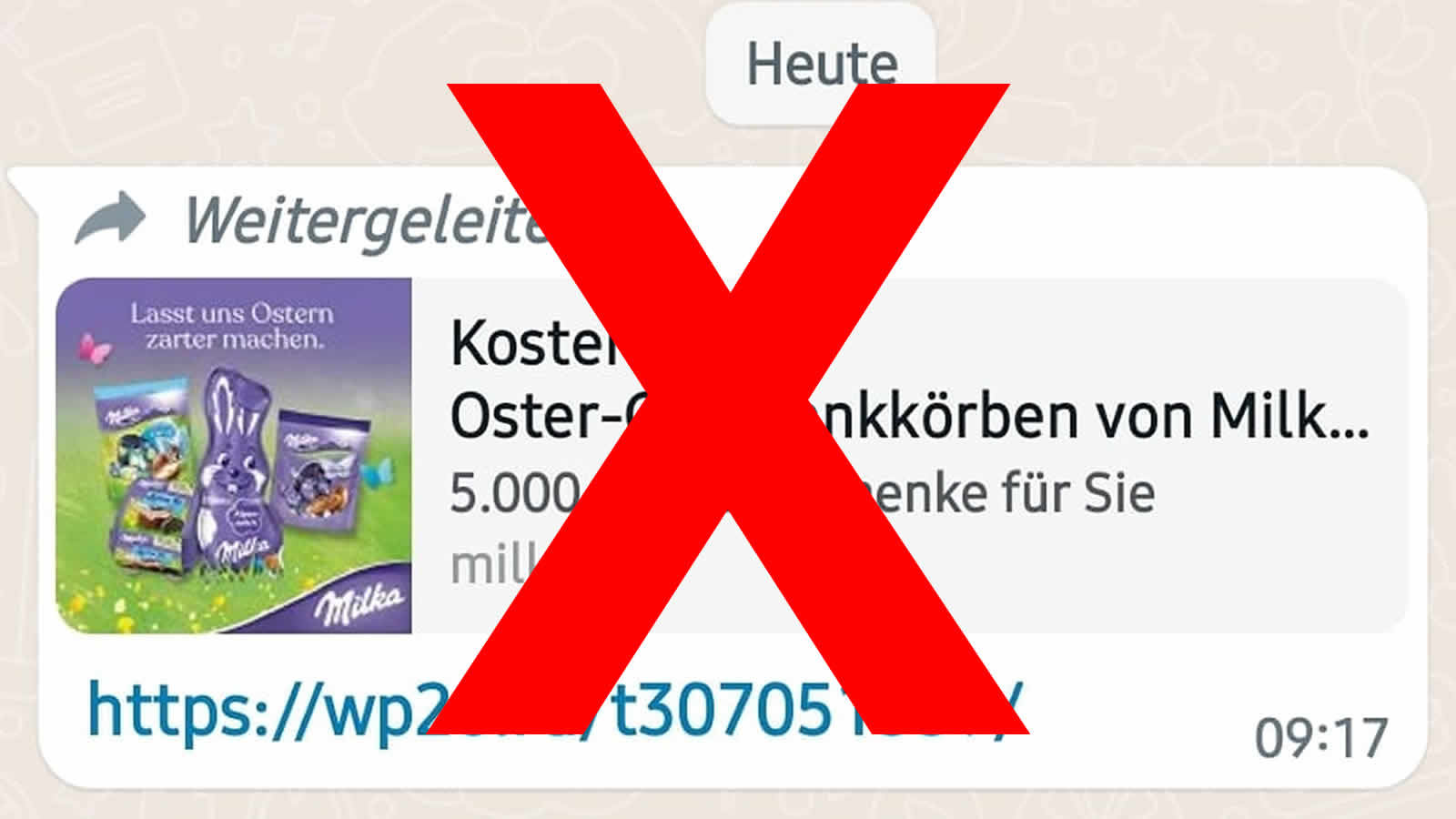 WhatsApp-Warnung vor: "Kostenlose Oster-Geschenkkörbe von Milka"