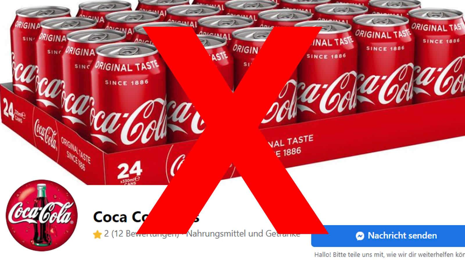 Warnung vor der "Coca CoIa Fans" Facebook-Seite