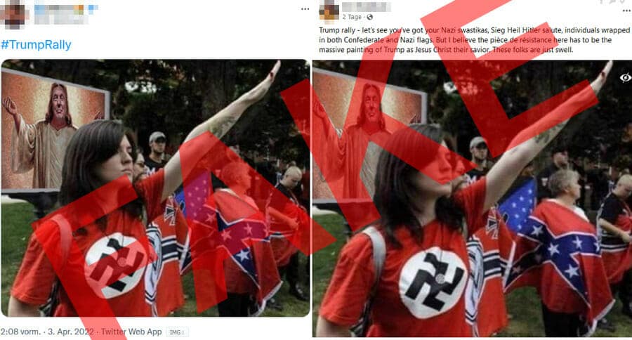 US-Nazis mit Konföderiertenflagge und Jesus-Trump: Ein Fake