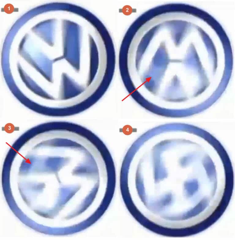Nein das VW Logo wird beim schnellen Drehen nicht zum Hakenkreuz 