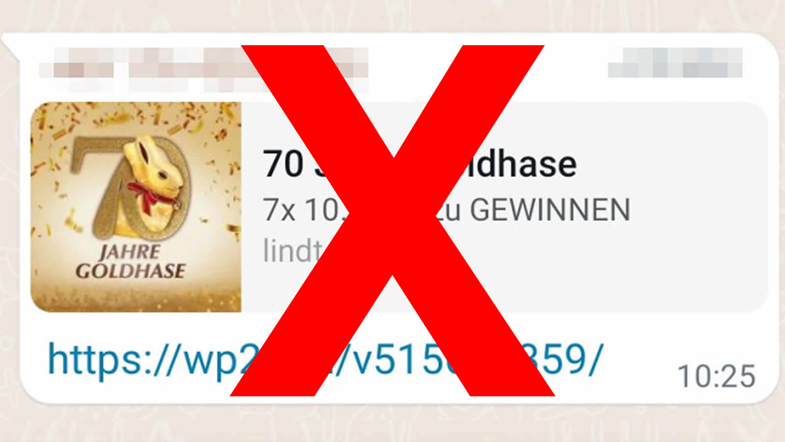 WhatsApp-Warnung vor: „70 Jahre Goldhase“ von "lindt.de"