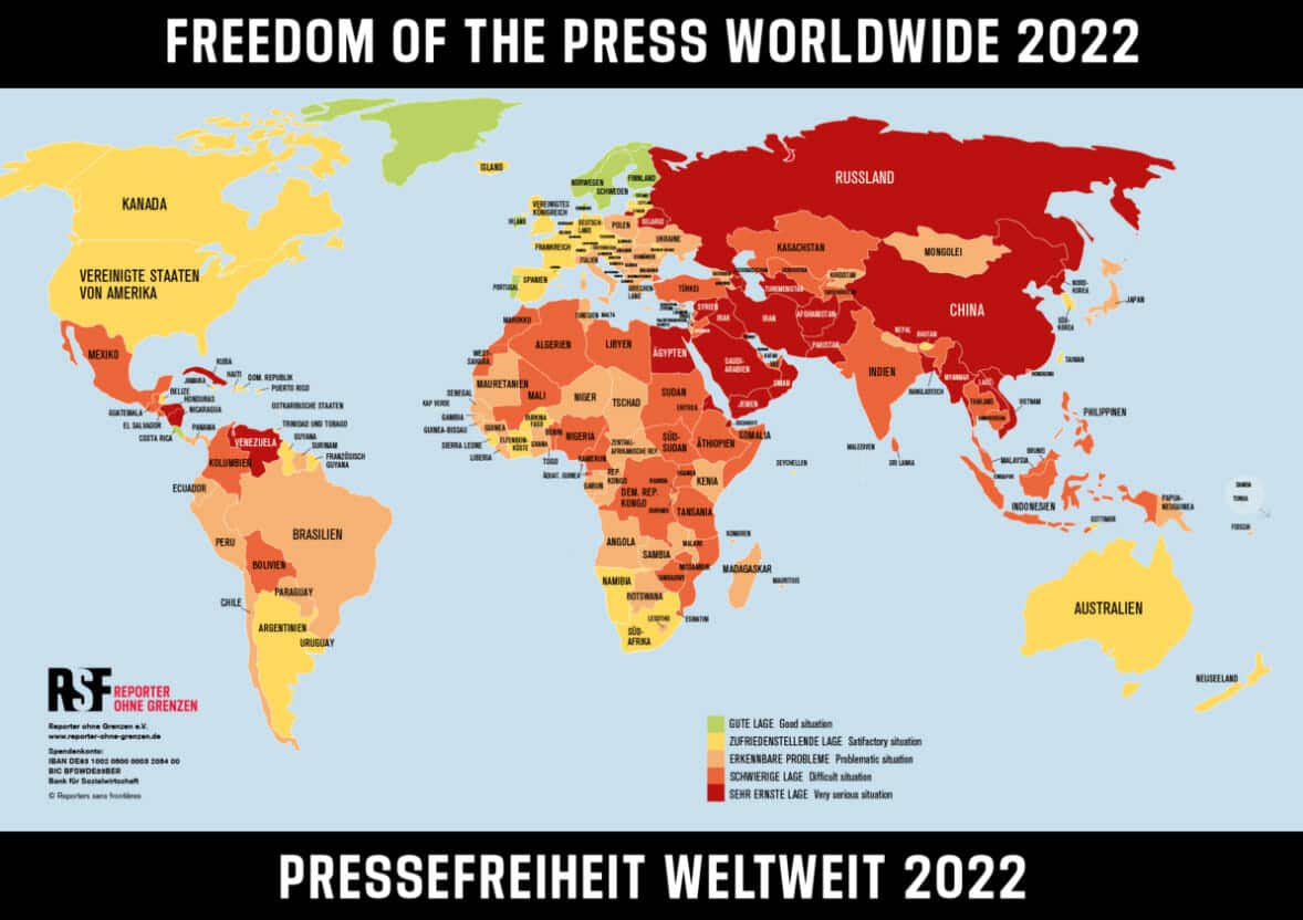 Pressefreiheit weltweit 2022
