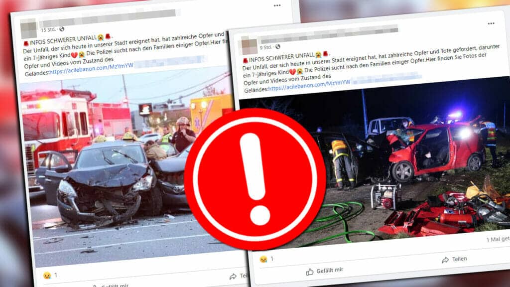 Erfundener schwerer Unfall entpuppt sich als Phishing-Falle / Screenshots: Facebook