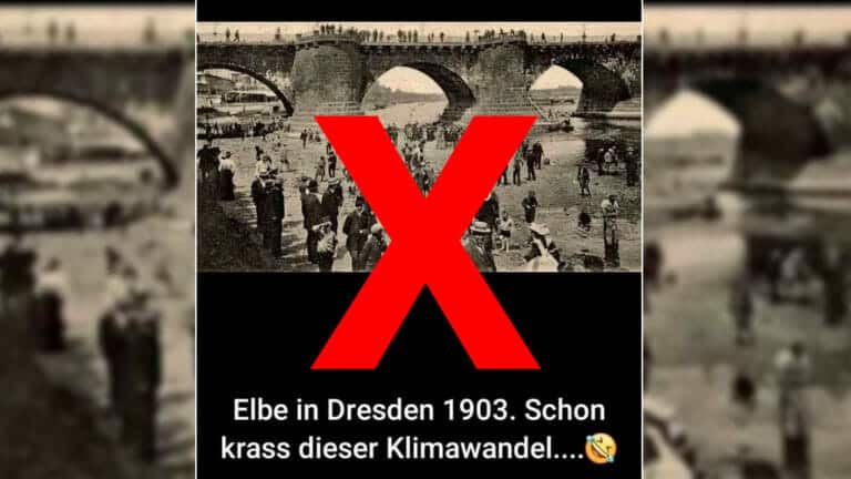 Die ausgetrocknete Elbe in Dresden: Kein Beweis für einen „Klimaschwindel“