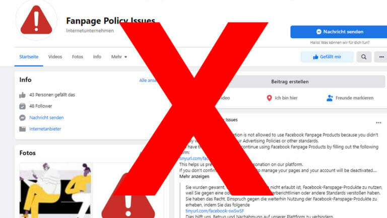 Phishing-Alarm: Facebook-Seiten „Fanpage Policy Issues“