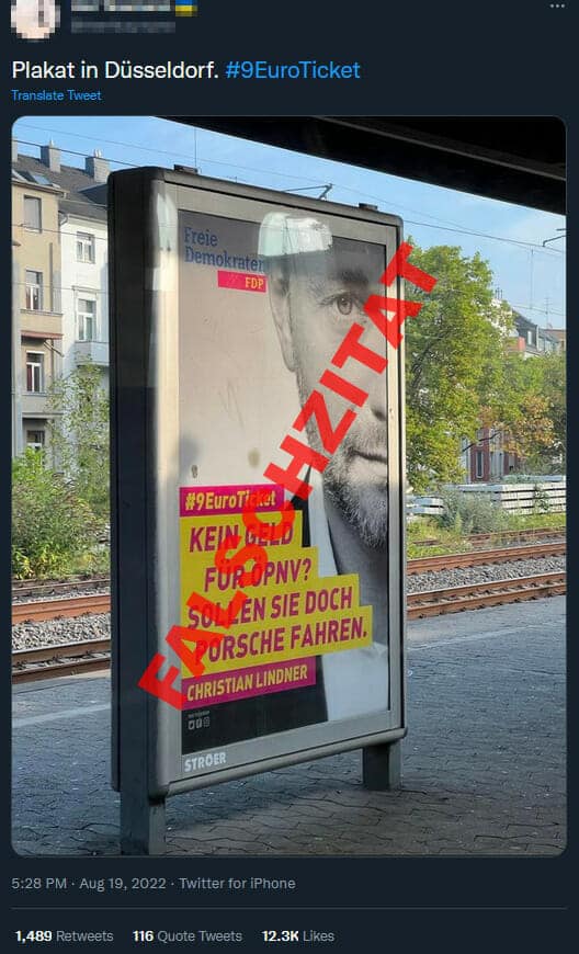 Das gefälschte Lindner-Plakat in Düsseldorf