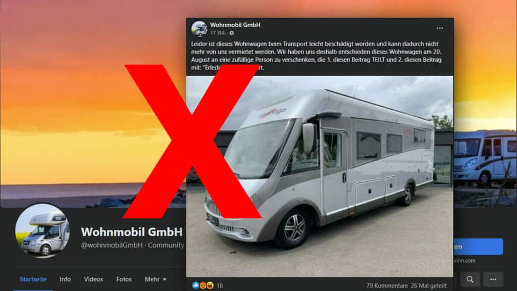 Wohnmobile und Camper: Fake-Gewinnspiele auf Facebook