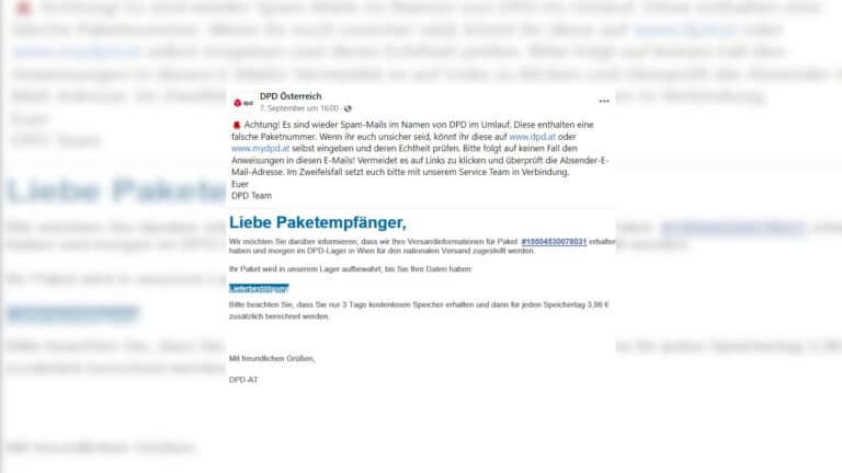Vorsicht vor DPD Phishing Mails