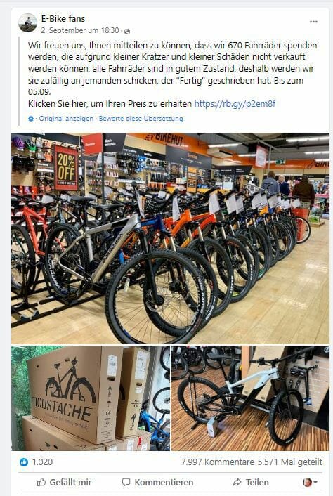 Fake-Shop E-Bike fans / Fake-Shop "E-Bike fans" / Artikelbild: Screenshot: Screenshot