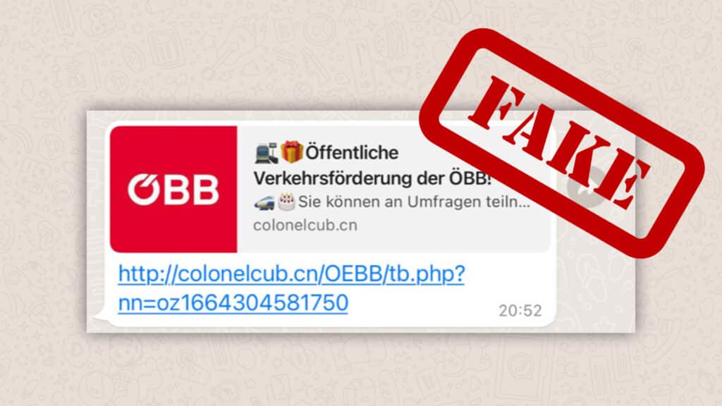ÖBB: Achtung vor Fake-Gewinnspiel auf WhatsApp